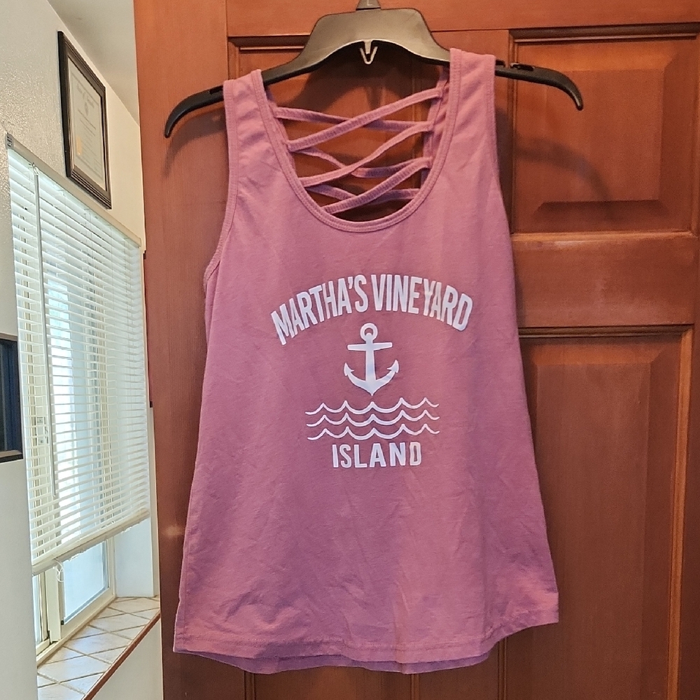Lagaci Purple Criss-Cross Back Tank Top